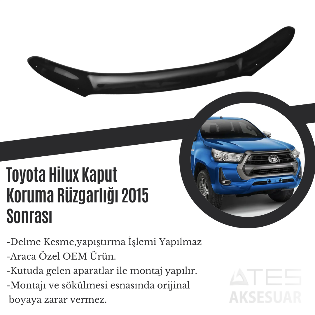 88.png Toyota Hilux Kaput Koruma Rüzgarlığı 2015 Sonrası - Görsel 1