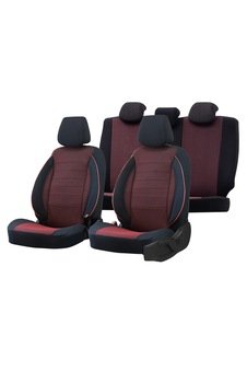 Nissan SkyStar Serisi Pamuklu Oto Koltuk Kilifi  Kirmizi-Siyah
